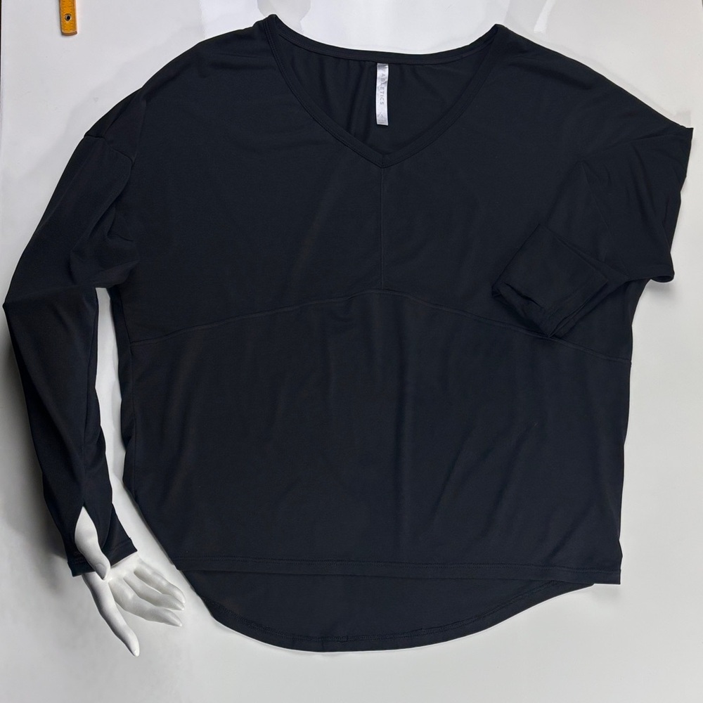 FABLETICS Women’s Black Long Sleeve V-neck with Thumb holes
